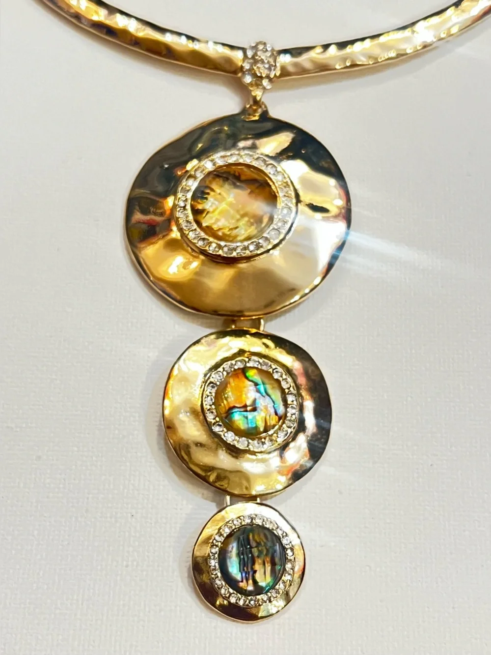 Bella Jack Gold-Tone abalone style / rhinestone necklace